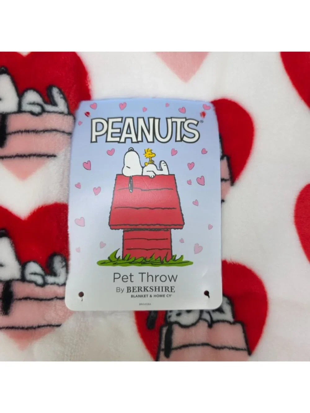 Peanuts Snoopy Heart Pattern Pet Plush Throw Blanket Extra Long 60x70 Berkshire